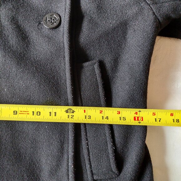 Le Chateau Black Wool Trench Coat (Size S) - Picture 11 of 14